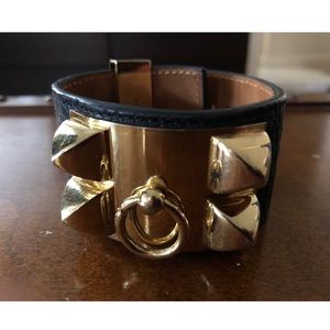 Collier De Chein Gold Studded & Leather Bracelet